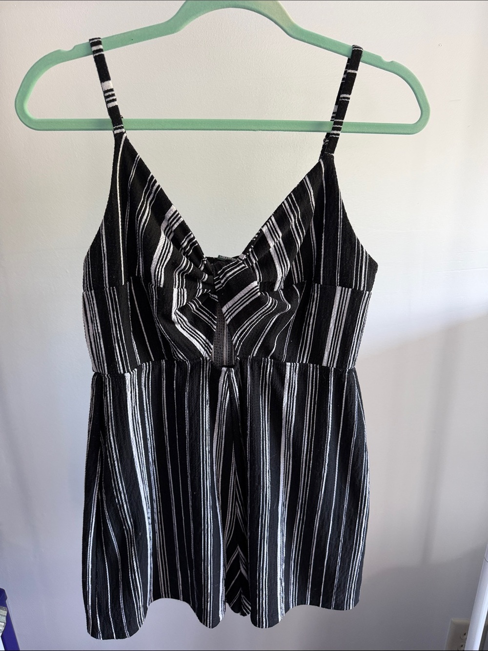wild fable Black and White Striped Tie-Front Romper